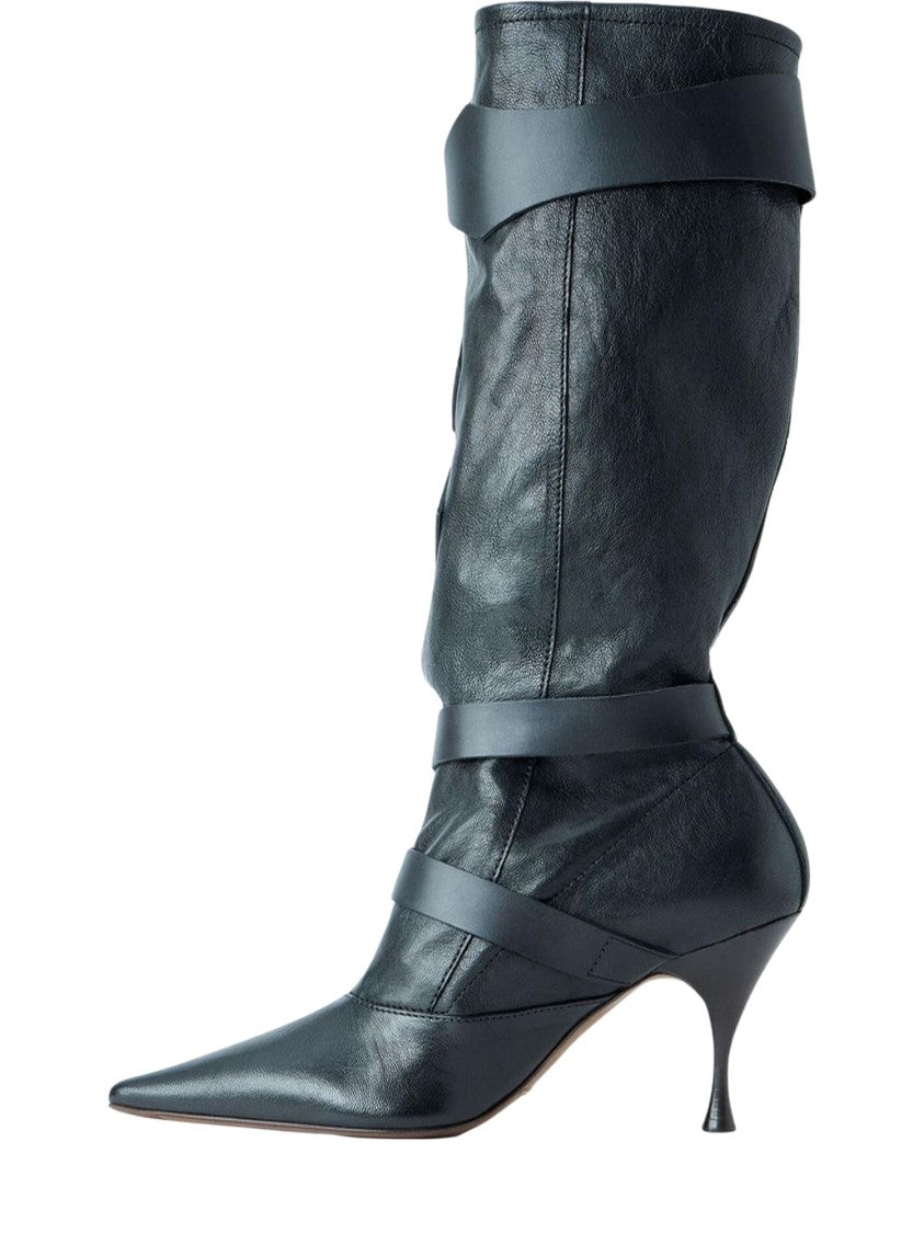 Vivienne Westwood Pointed-Toe Treasure Boots With Adjustable Straps And Kitten Heel