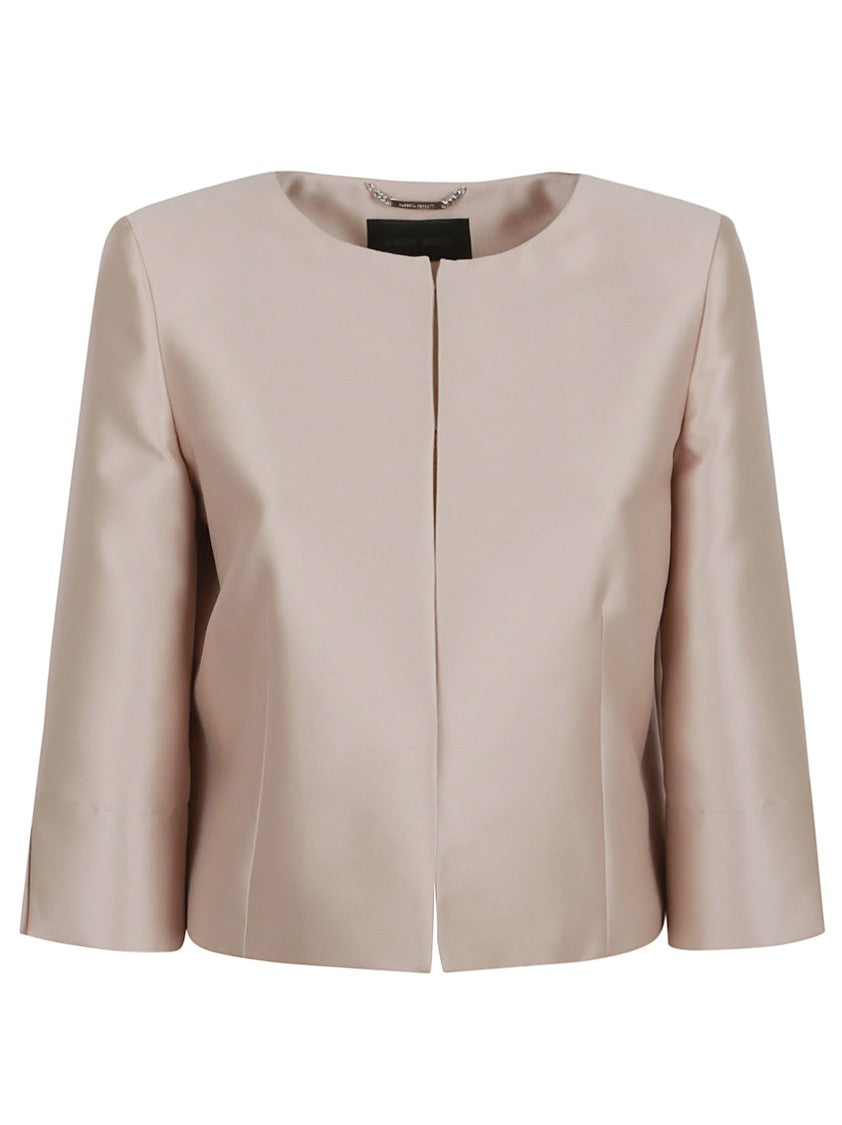 Alberta Ferretti Round Neck Jacket With Three-Quarter Sleeves