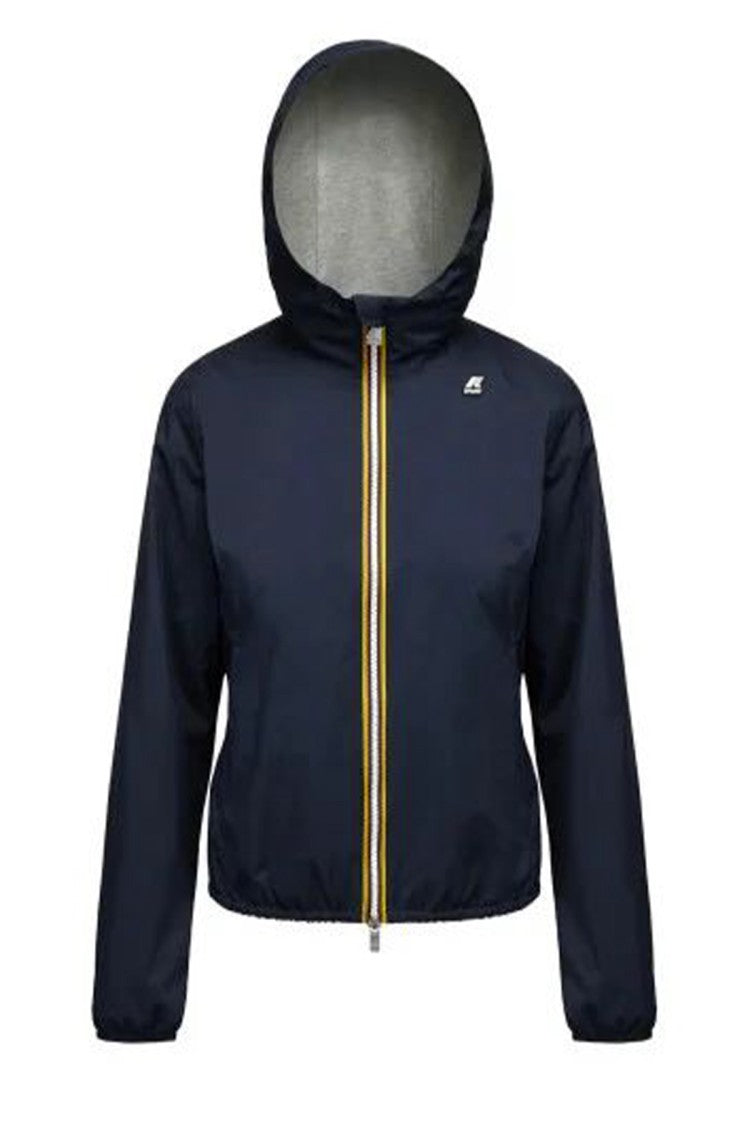 K-Way Lightweight Hooded Jacket With Contrast Zipper And Adjustable Hem