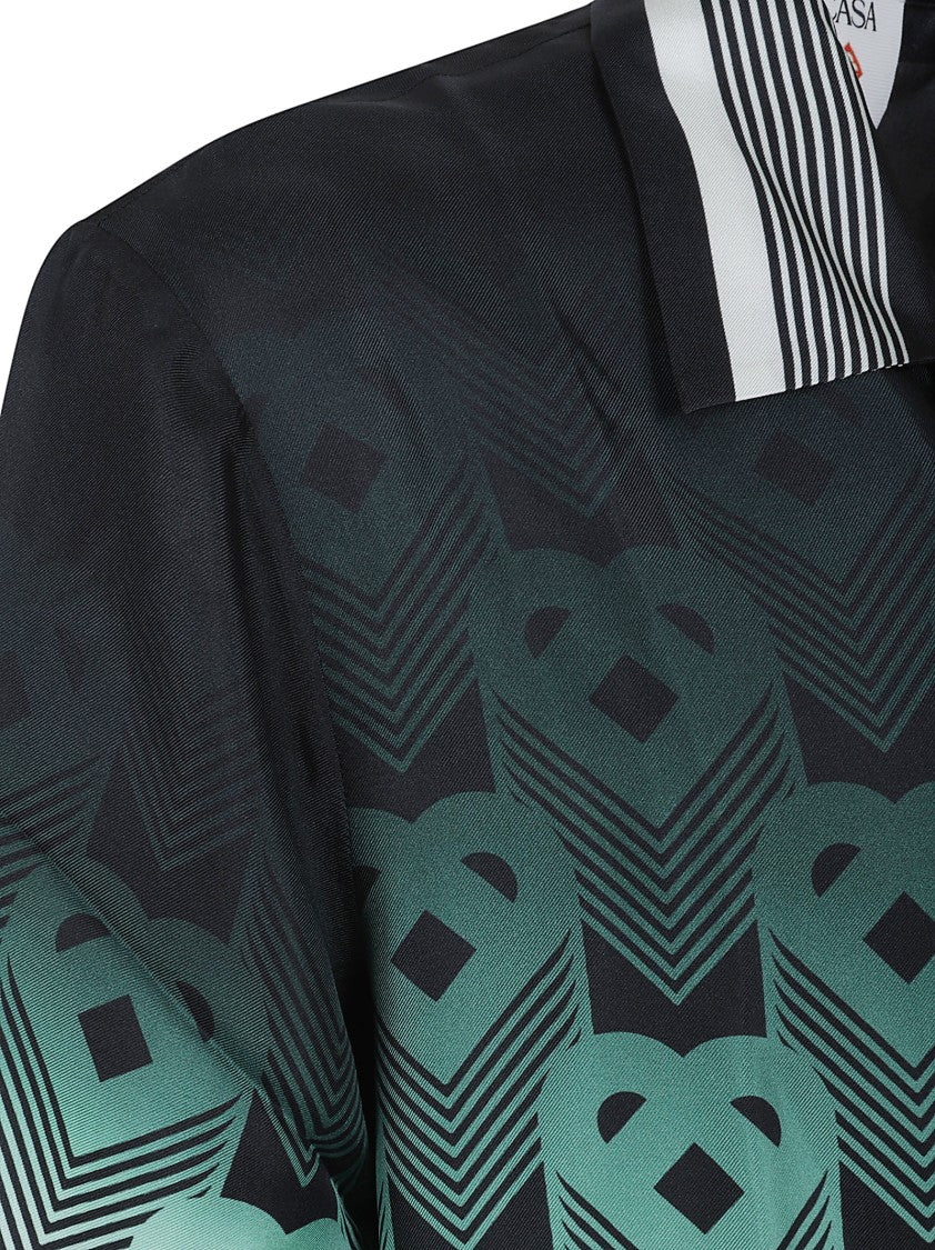 Casablanca Silk Gradient Geometric Pattern Short-Sleeve Shirt