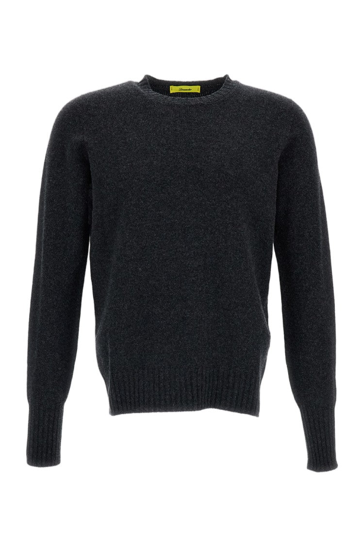 Drumohr Grey Raglan Sleeve Fine-Knit Wool Sweater