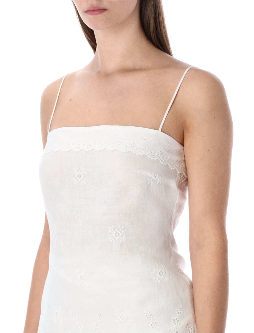 Magda Butrym Floral Embroidered Lace Top With Scalloped Hem And Concealed Zip