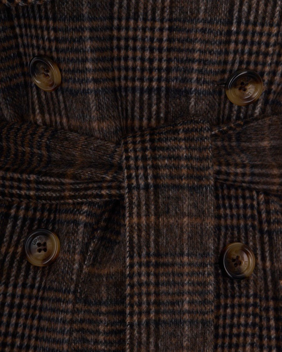 Liu Jo Classic Camel Check Long Coat With Adjustable Waistbelt