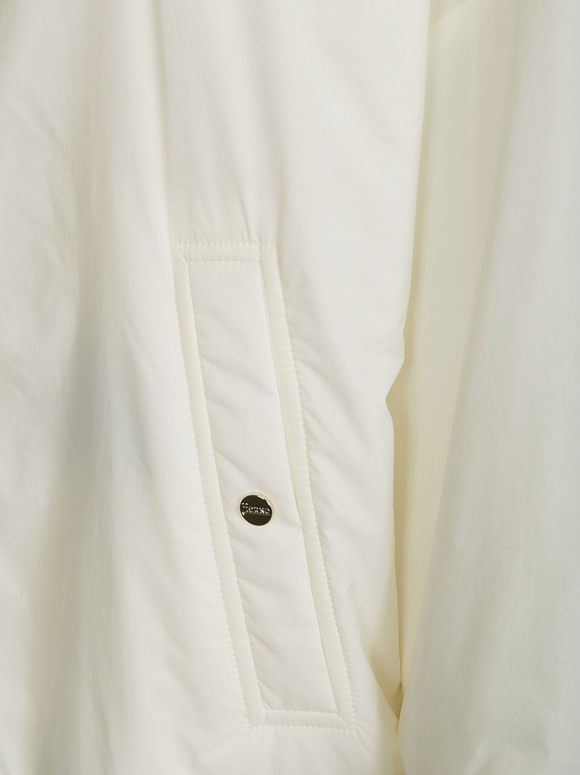 Herno Boxy Relaxed-Fit White Overshirt With Snap Button Closure
