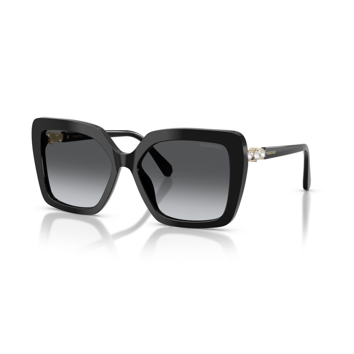 Swarovski 0Sk6049 Oversized Square Sunglasses With Gold Accents