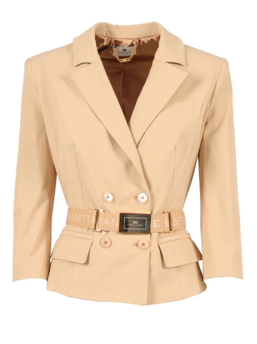 Elisabetta Franchi Double Breasted Belted Tailored Blazer