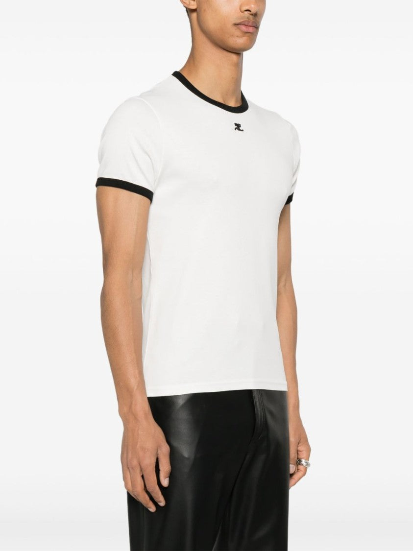 Courrèges Fitted Silk And Nylon Contrast T-Shirt