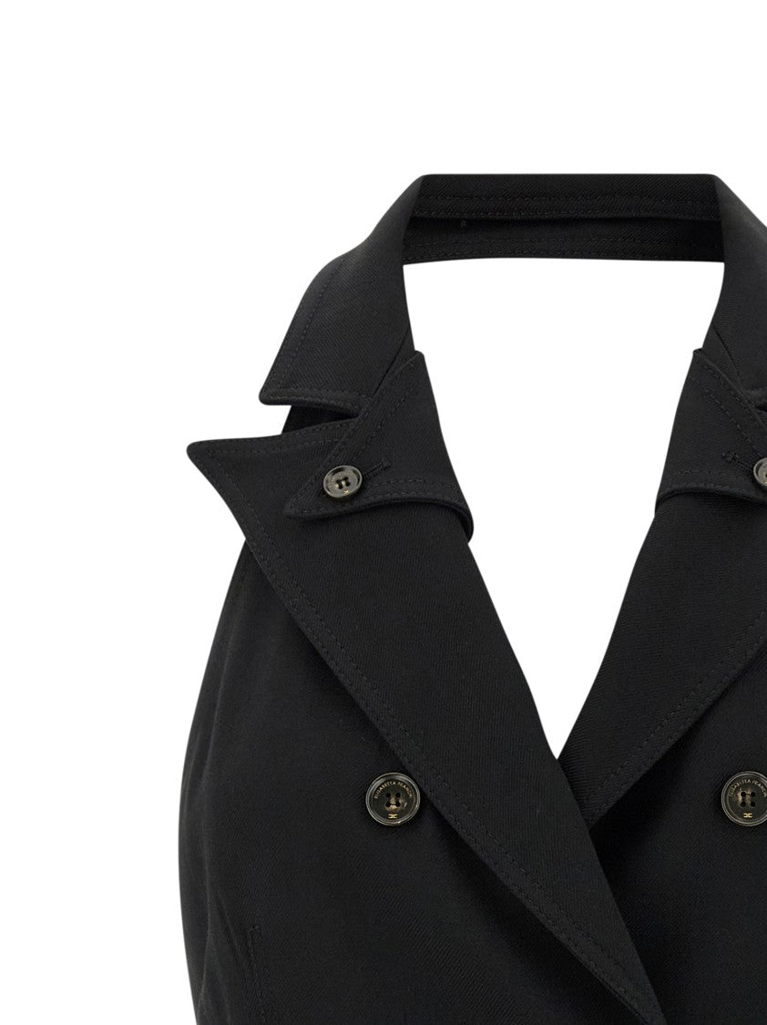 Elisabetta Franchi Double-Breasted Gabardine Mini Dress With Monogram Satin Lining