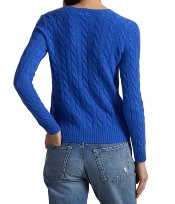 Polo Ralph Lauren Lapis Blue Slim Fit Cable Knit Sweatshirt