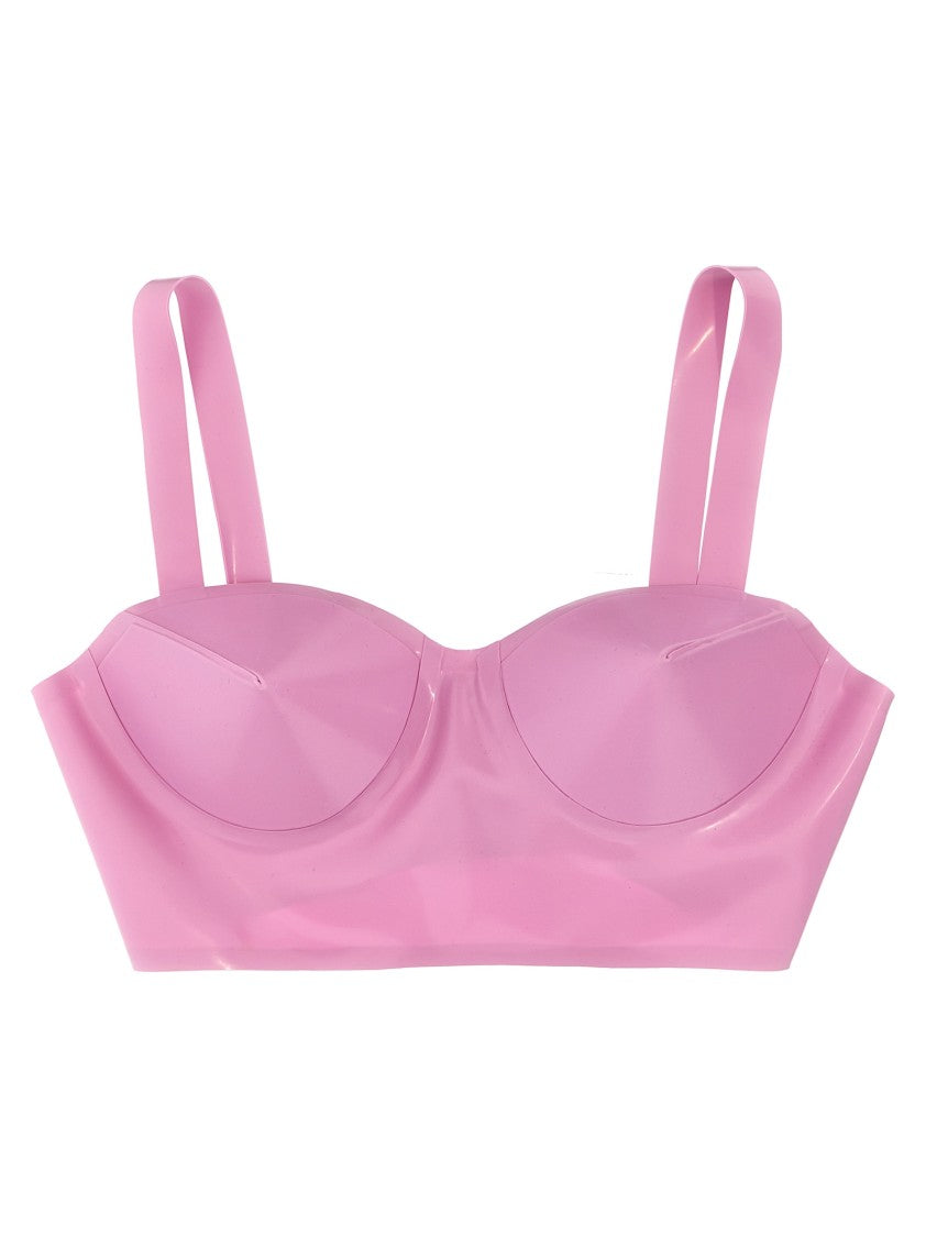 Maison Margiela Pointed Cup Latex Bra With Glossy Finish And Button Closure