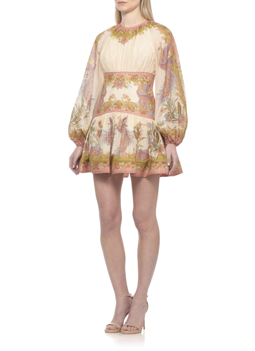 Zimmermann Indra Mini Dress With Floral Pattern And Lurex Details