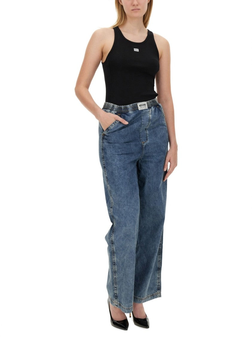 Moschino Wide-Leg Denim Trousers With High Waist