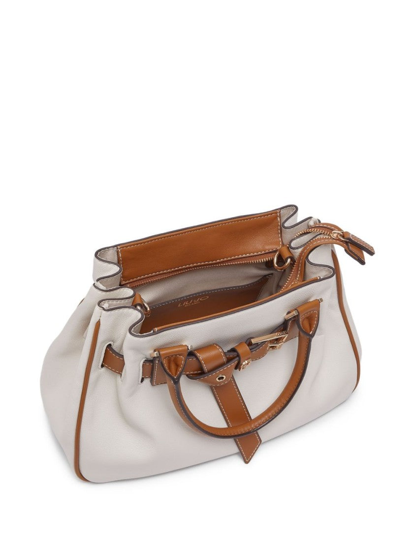Liu Jo White Two-Tone Buckle Shoulder Bag