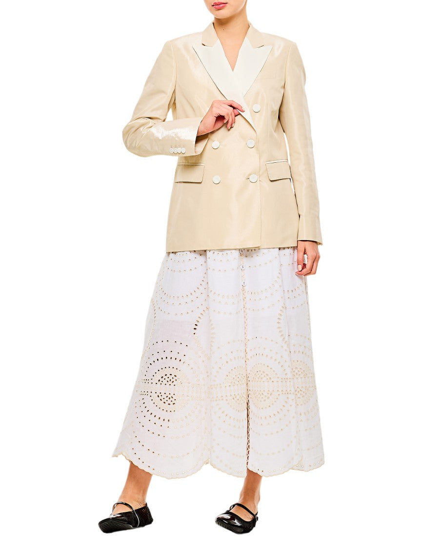 Alberto Biani Tailored Double-Breasted Jacket With Shiny Beige Finish
