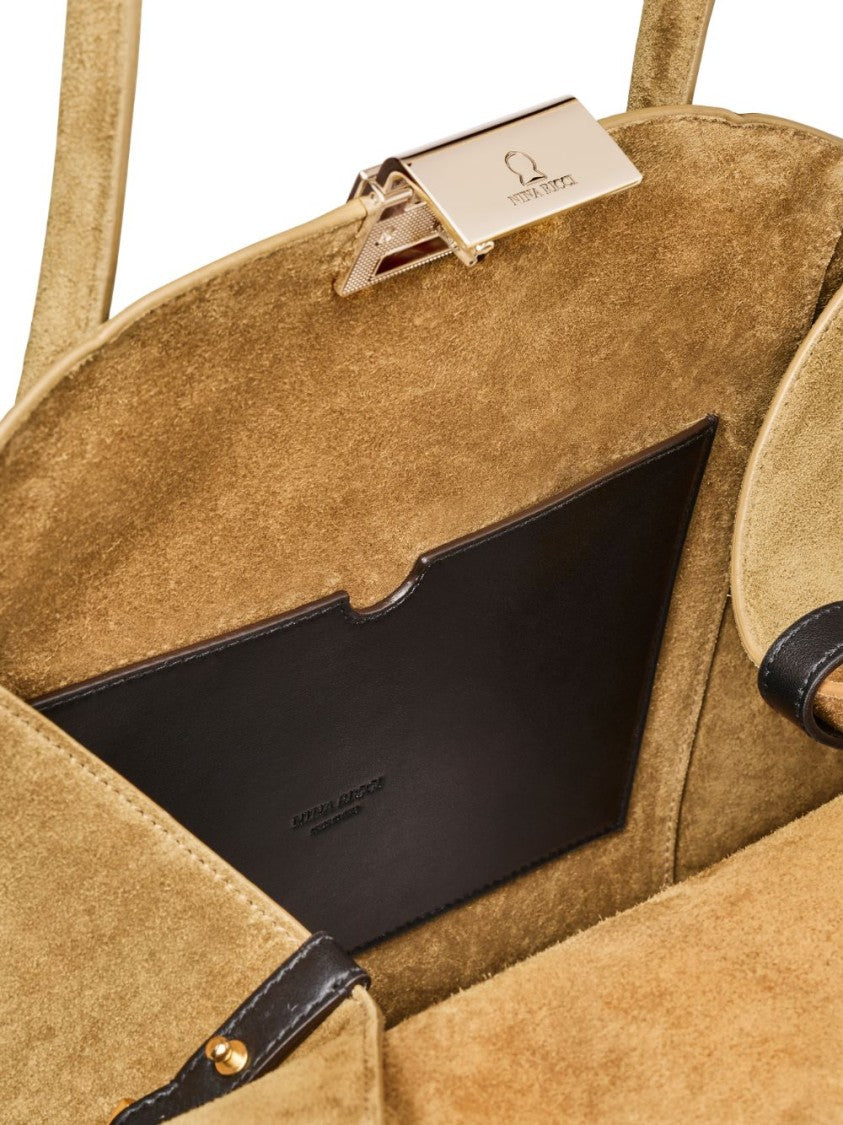 Nina Ricci Brown Elongated Oval Structured Silk Bag