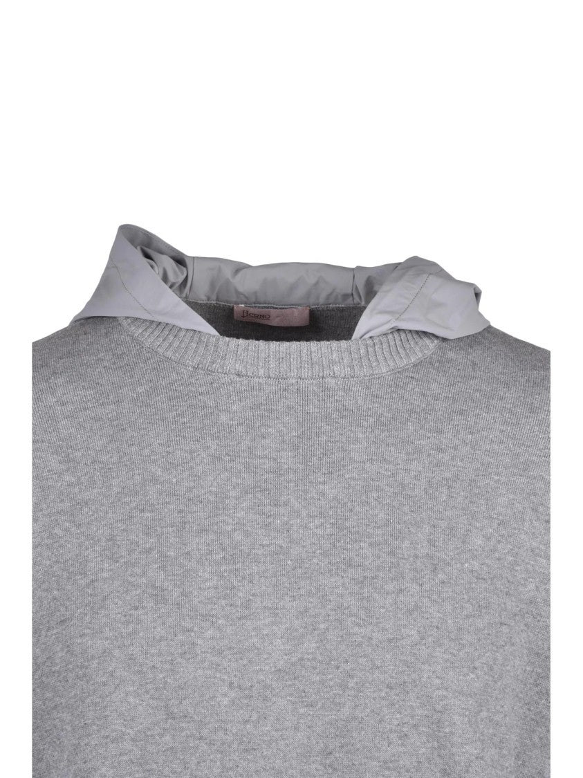 Herno Resort Grey Classic Cotton Crewneck Sweater