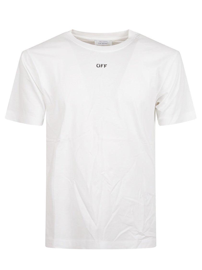 Off-White Cotton Slim Fit T-Shirt With Newspaper Motif