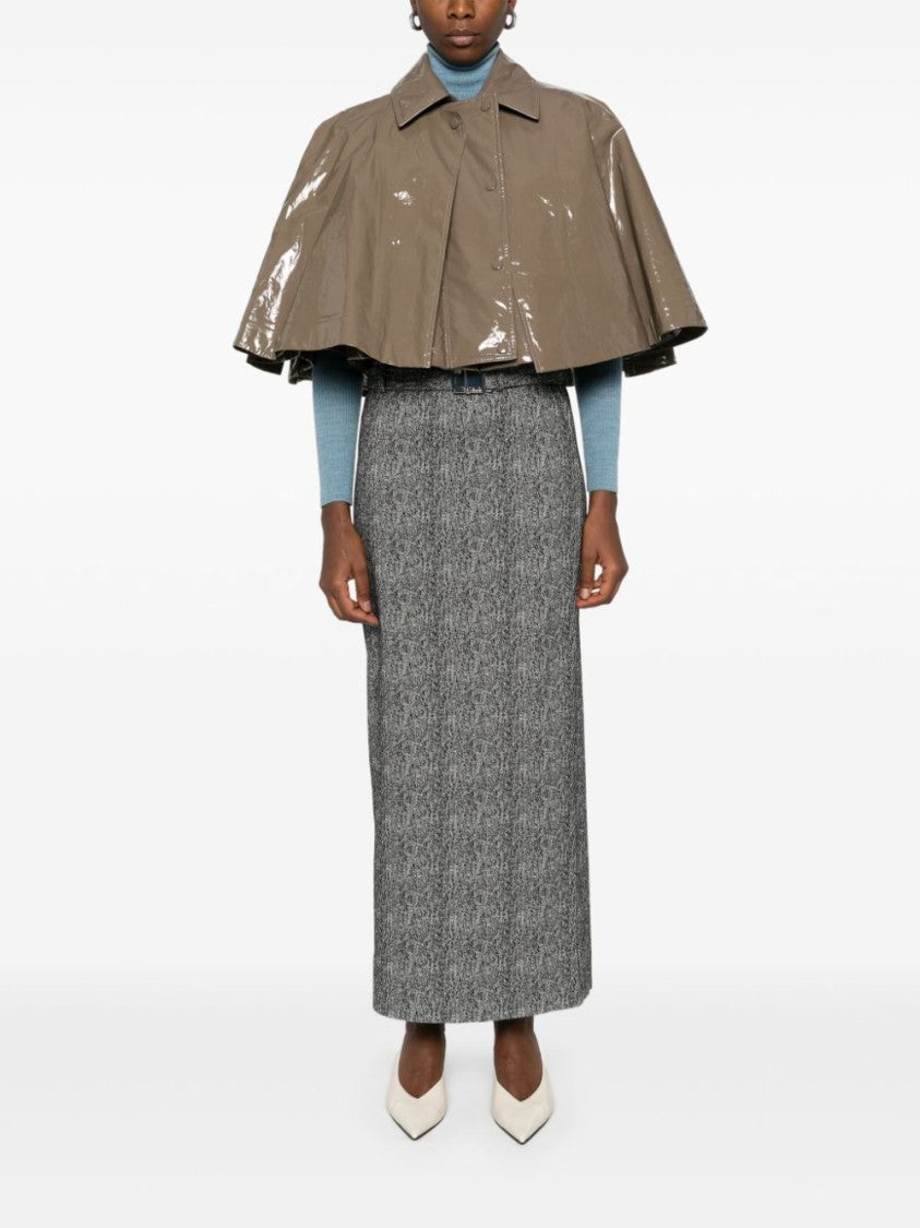 Staud Long Herringbone Pattern Pencil Murray Skirt