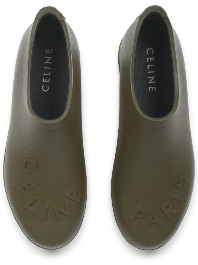 Celine Garden Olive Green Seamless Rubber Mules