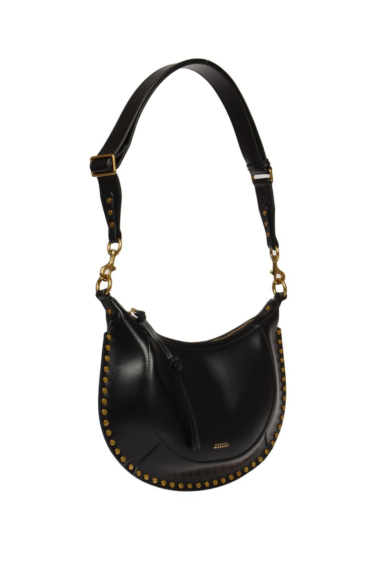 Isabel Marant Crescent-Shaped Black Leather Bag With Gold Accents