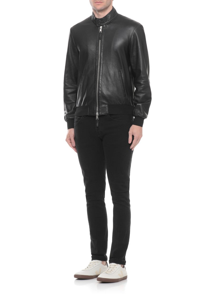 The Jack Leathers Black Elvis High Neck Leather Jacket