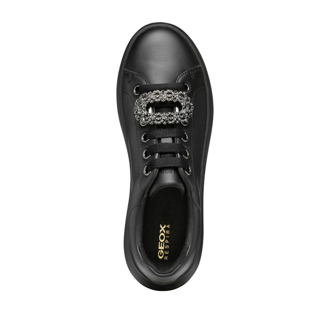 Geox Spherica Ec4 Black Leather Buckle Sneakers