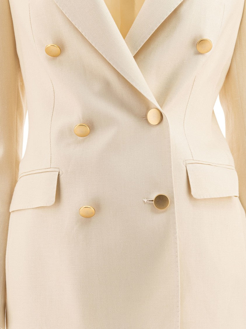Tagliatore Beige Tailored Suit With Double-Breasted Blazer