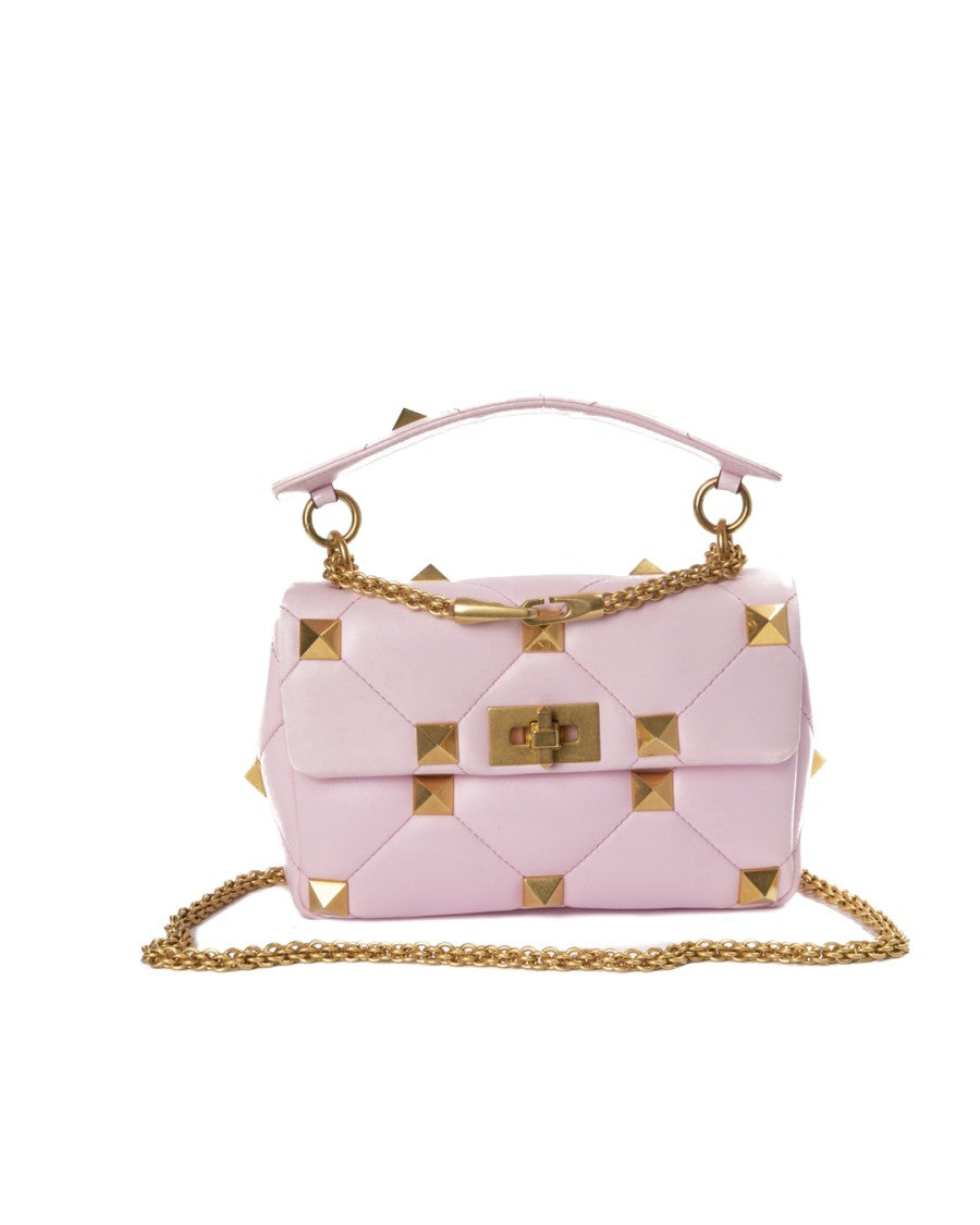 Valentino Small Quilted Pink Trapuntata Bag With Gold Hardware