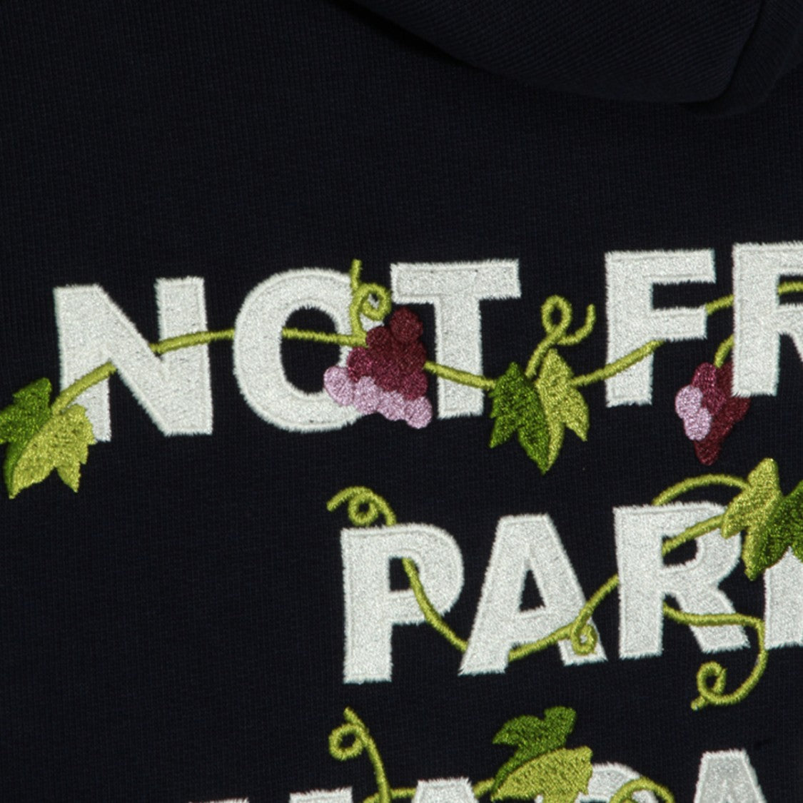 Drôle De Monsieur Embroidered Hoodie With Kangaroo Pocket And Grapevine Motifs