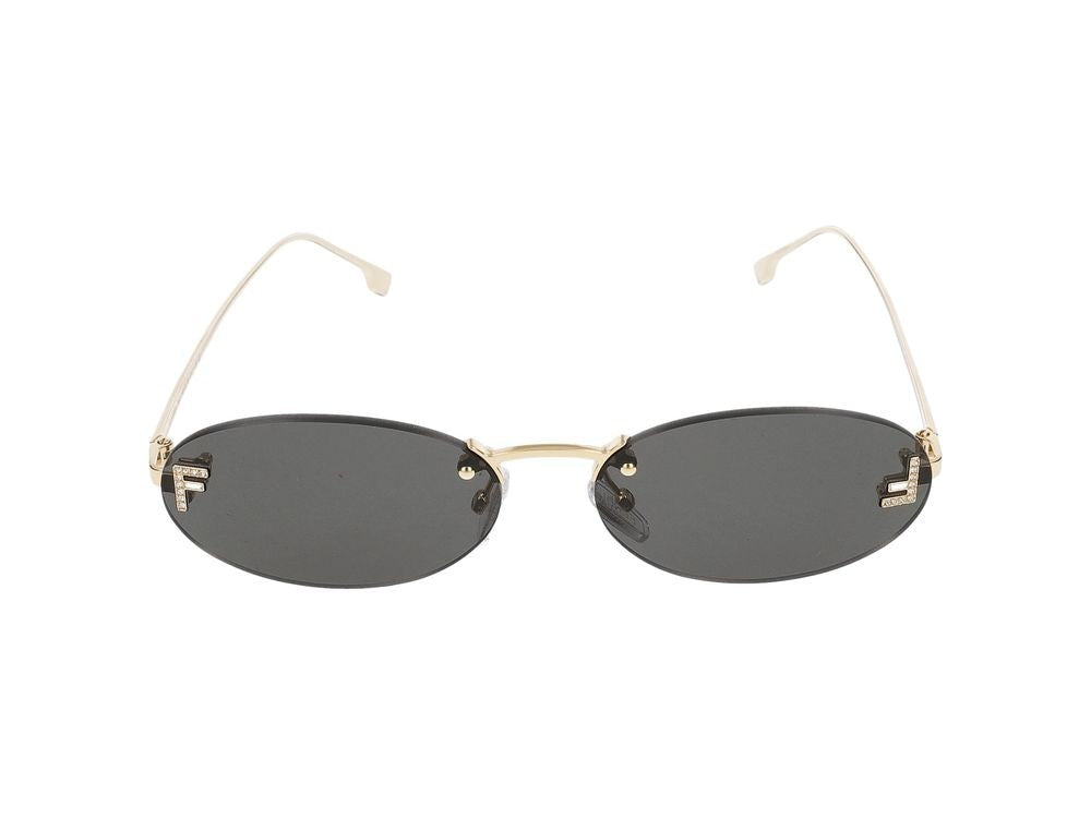 Maison Fendi Oval Rimless Sunglasses With Gold-Tone Accents