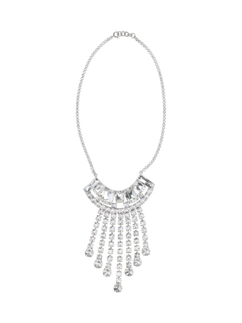 Dries Van Noten Silver Fringe Crystal Accent Necklace