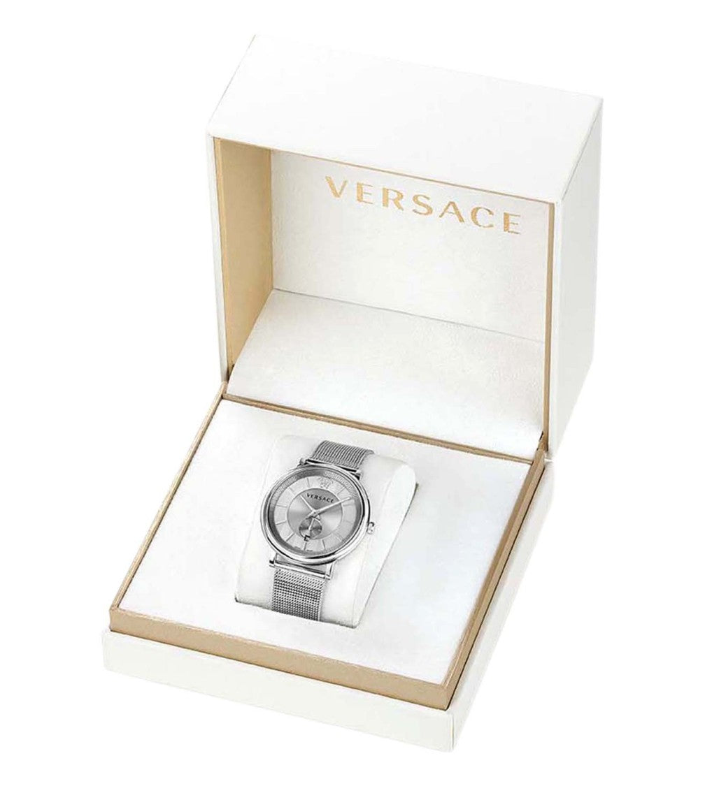 Versace Oval Stainless Steel V-Circle Watch With Meandros Motif