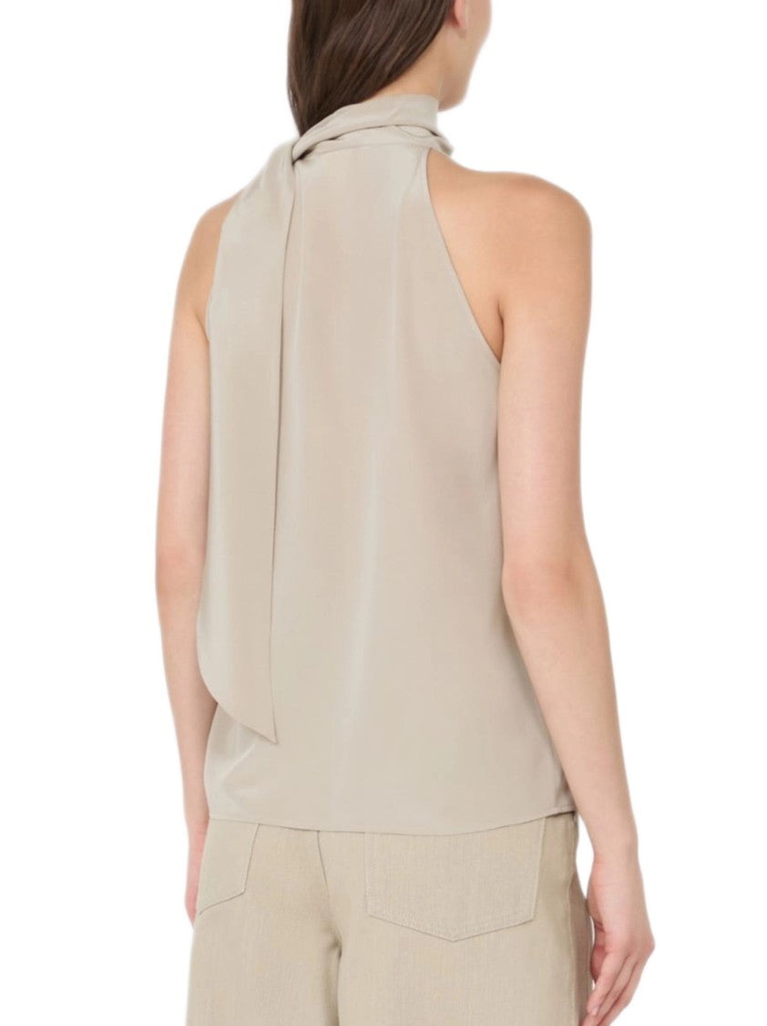 Max Mara High Neck Sleeveless Top With Elegant Tie Detail