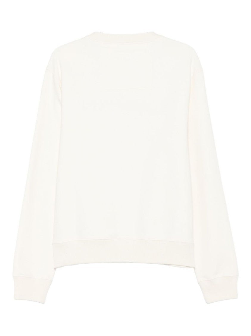 Lanvin White Cotton Embroidered Logo Crew Neck Sweater
