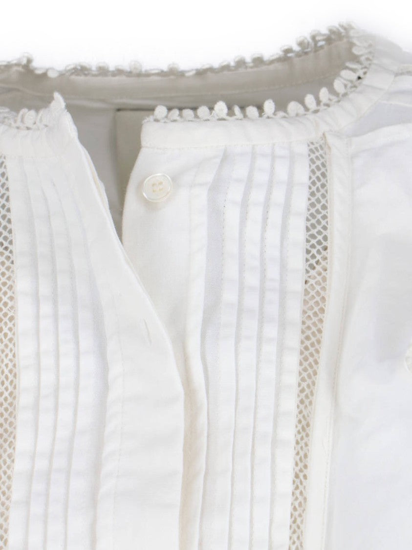 Isabel Marant "Cubraly" White Cotton Shirt, Round Neck