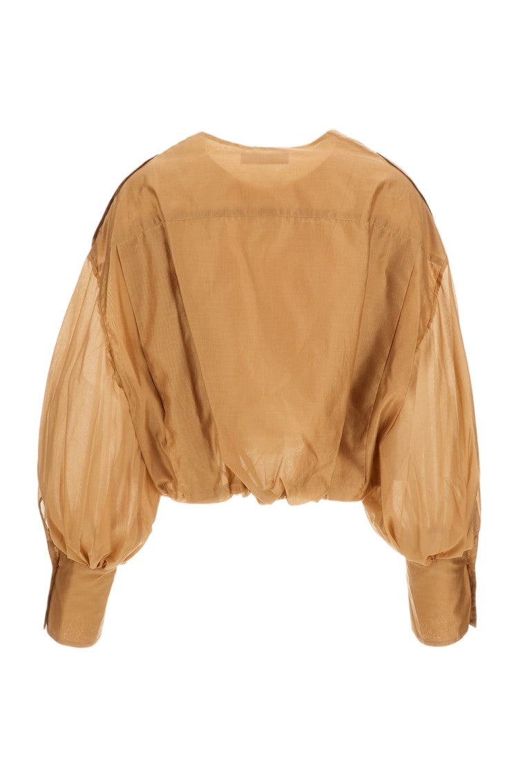The Latest Gathered Bubble Hem Shirt With Long Puff Sleeves