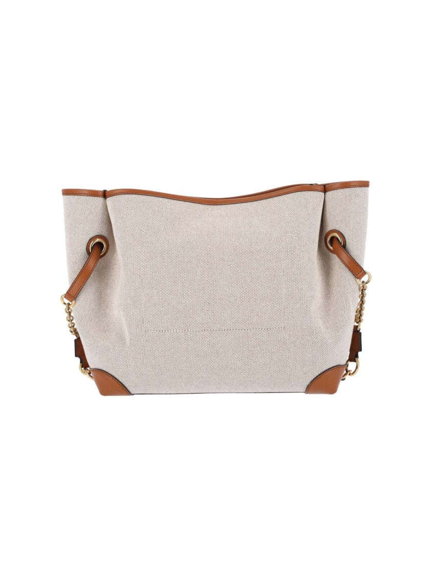 Chloé Textured Fabric Tote Bag With Leather Trim
