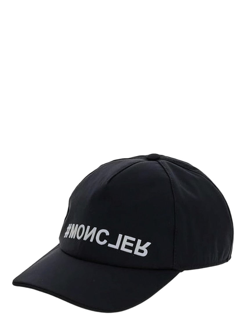 Moncler Structured Black Cap With Mirrored Text Detail