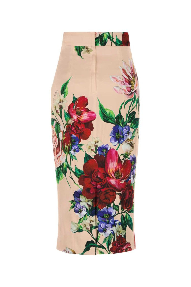 Dolce & Gabbana Printed Stretch Satin Skirt