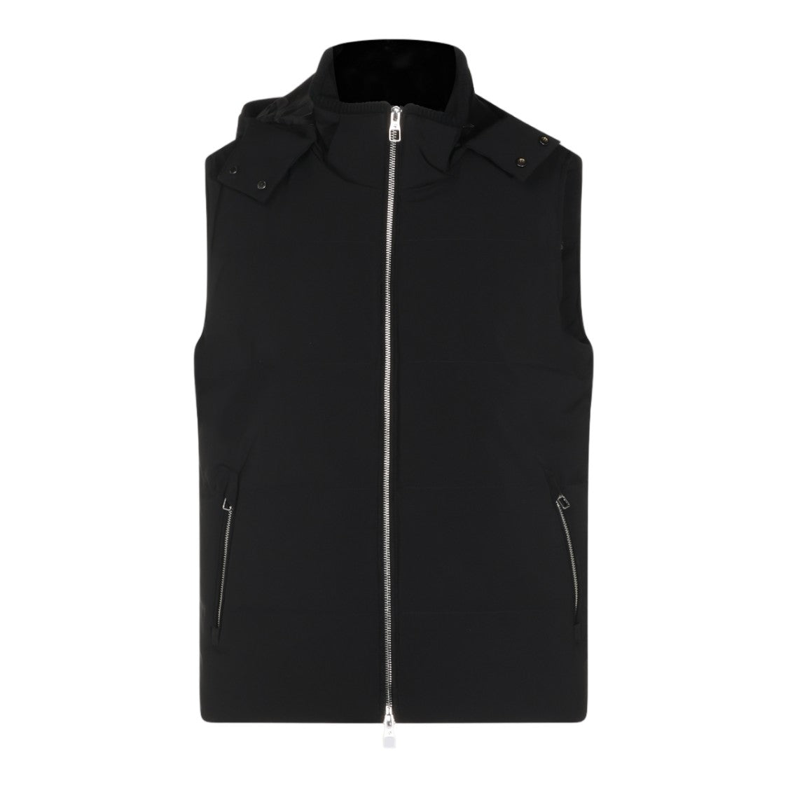 Montecore White Sleeveless High Collar Hooded Coat