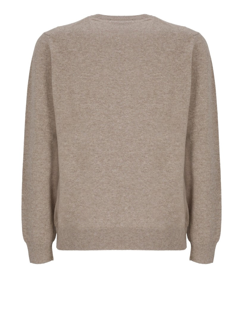 Della Ciana Beige Wool-Blend Crew Neck Sweater