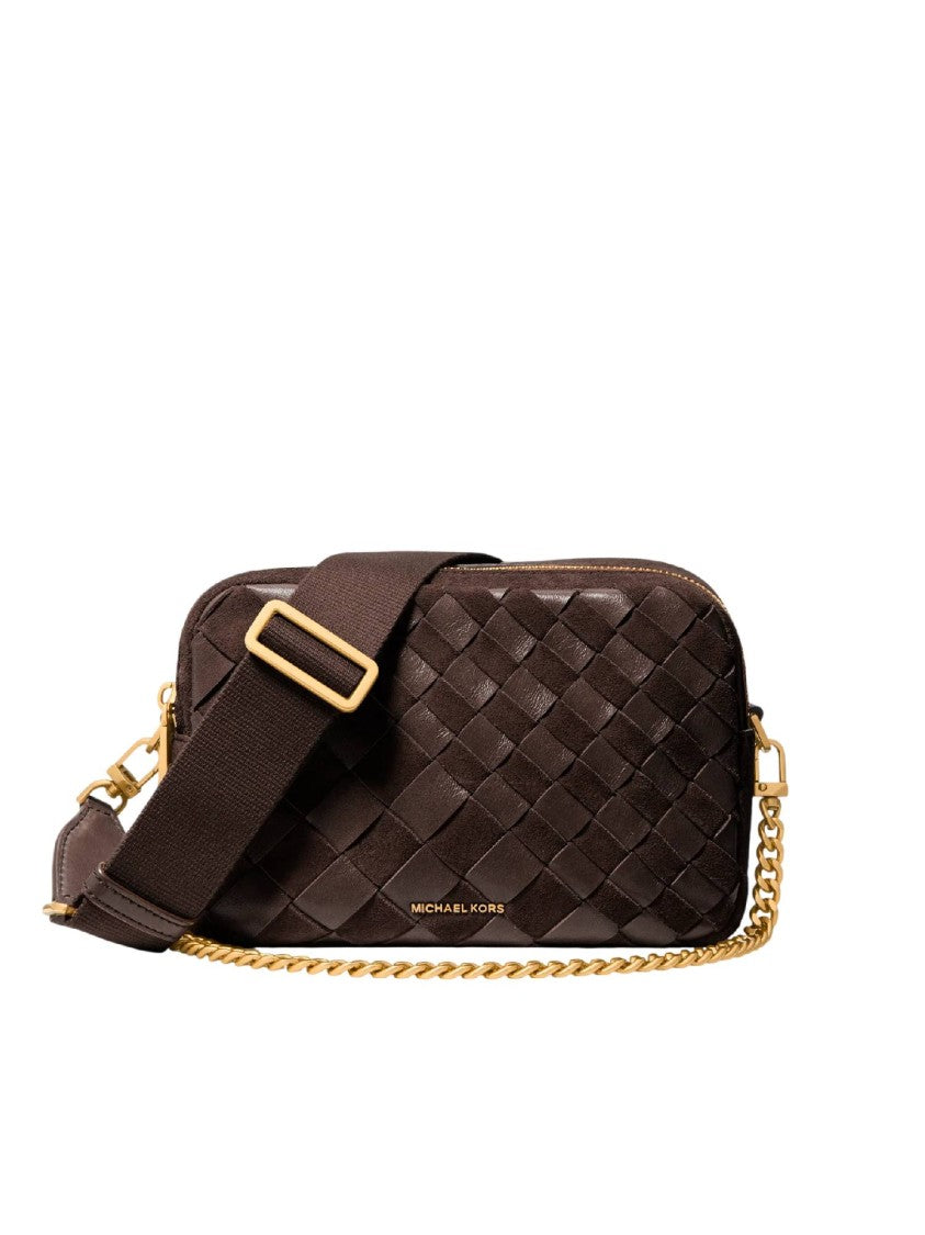 Michael Kors Md Dblzp Chn Camera Xbody Woven Leather Camera Bag
