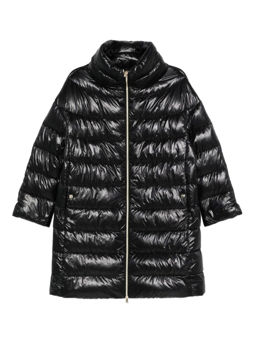 Herno Quilted Black Jacket With High Collar