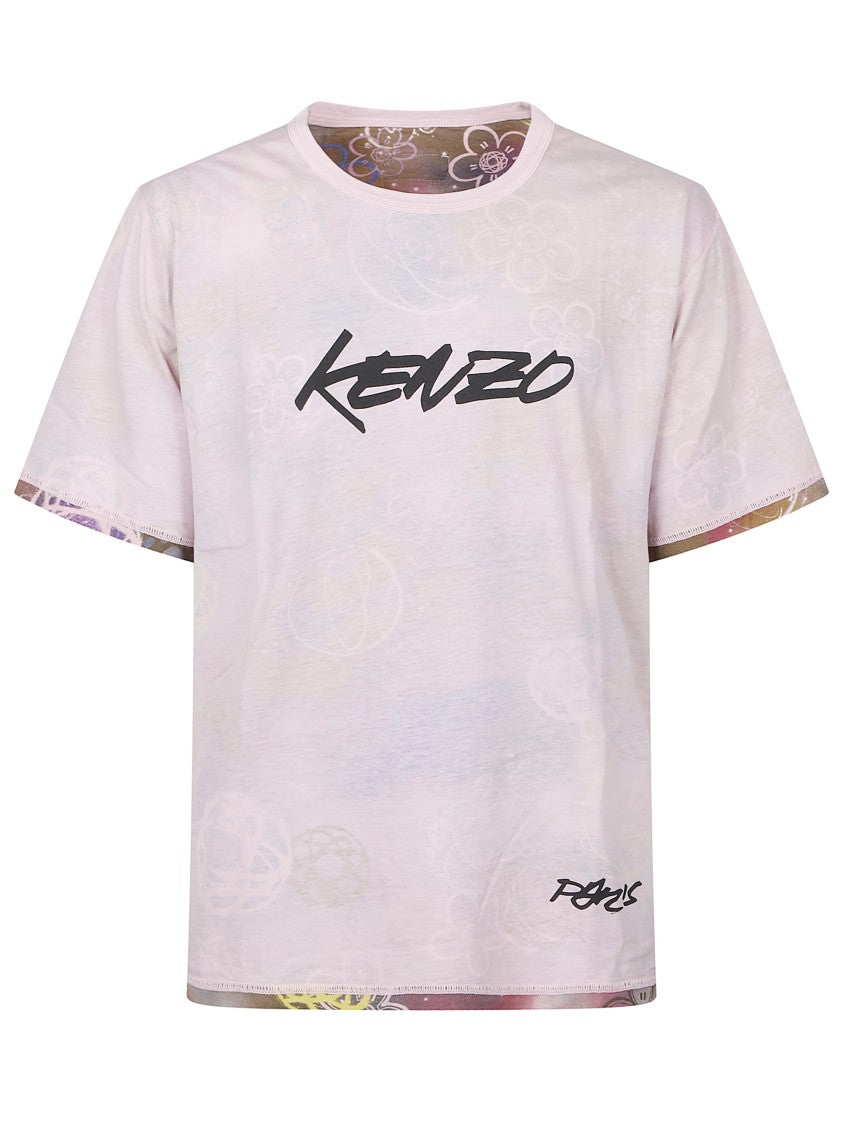 Kenzo Short-Sleeved Crew Neck Tee With Floral Pattern