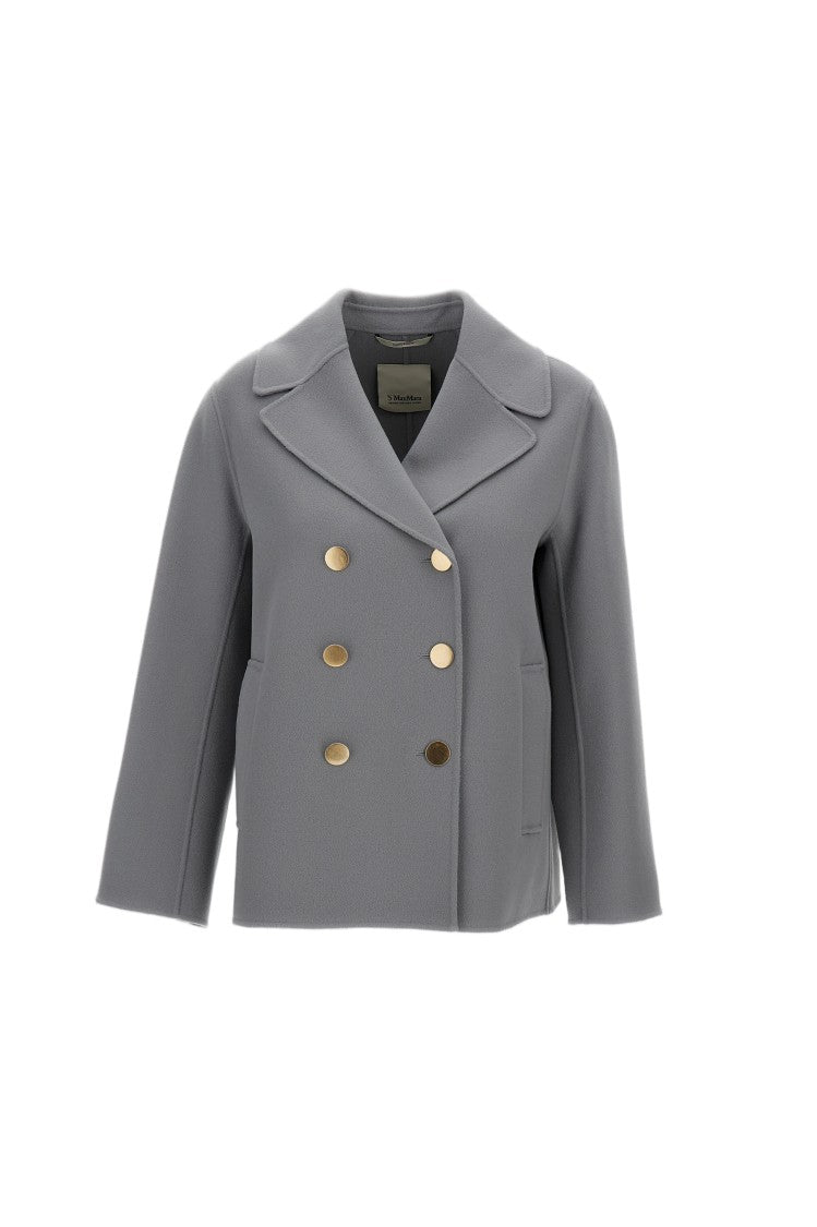 Max Mara Double-Breasted Cropped Coat With Wide Lapels And Side Pockets