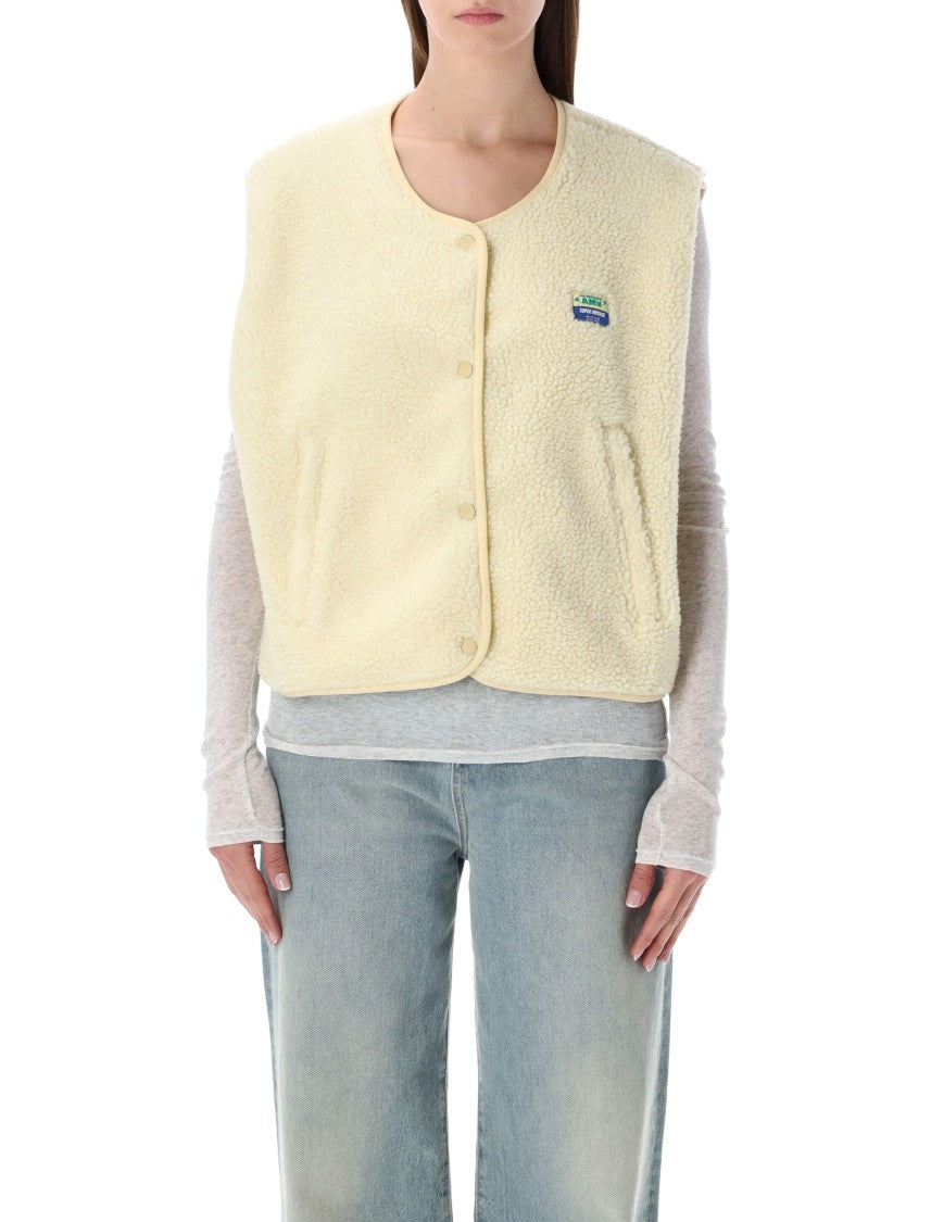 American Vintage Hok Town Pile Plush Fabric Boxy Gilet