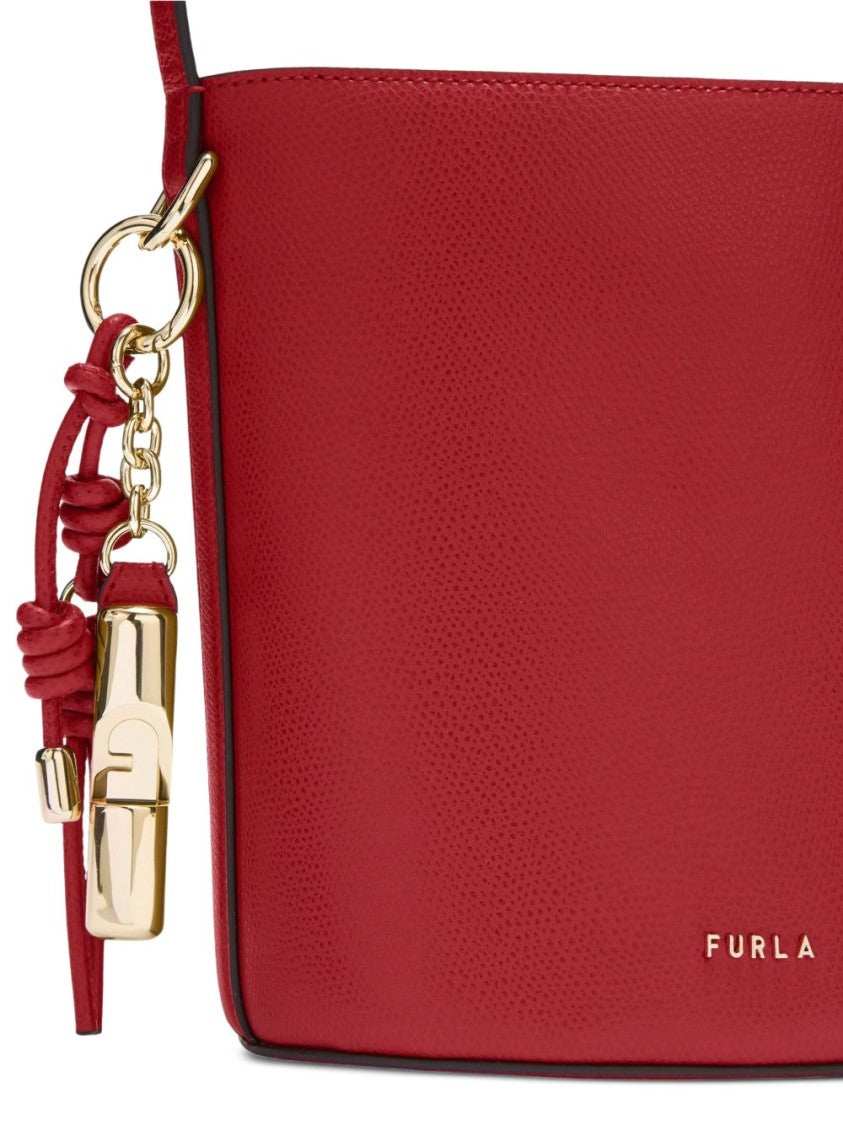 Furla Structured Red Leather Crossbody Bag