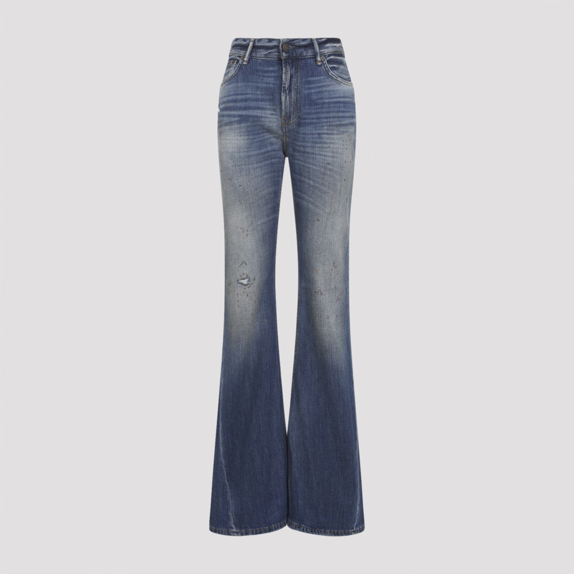 Acne Studios High-Waisted Flared Jeans With Faded Blue Wash And Distressing