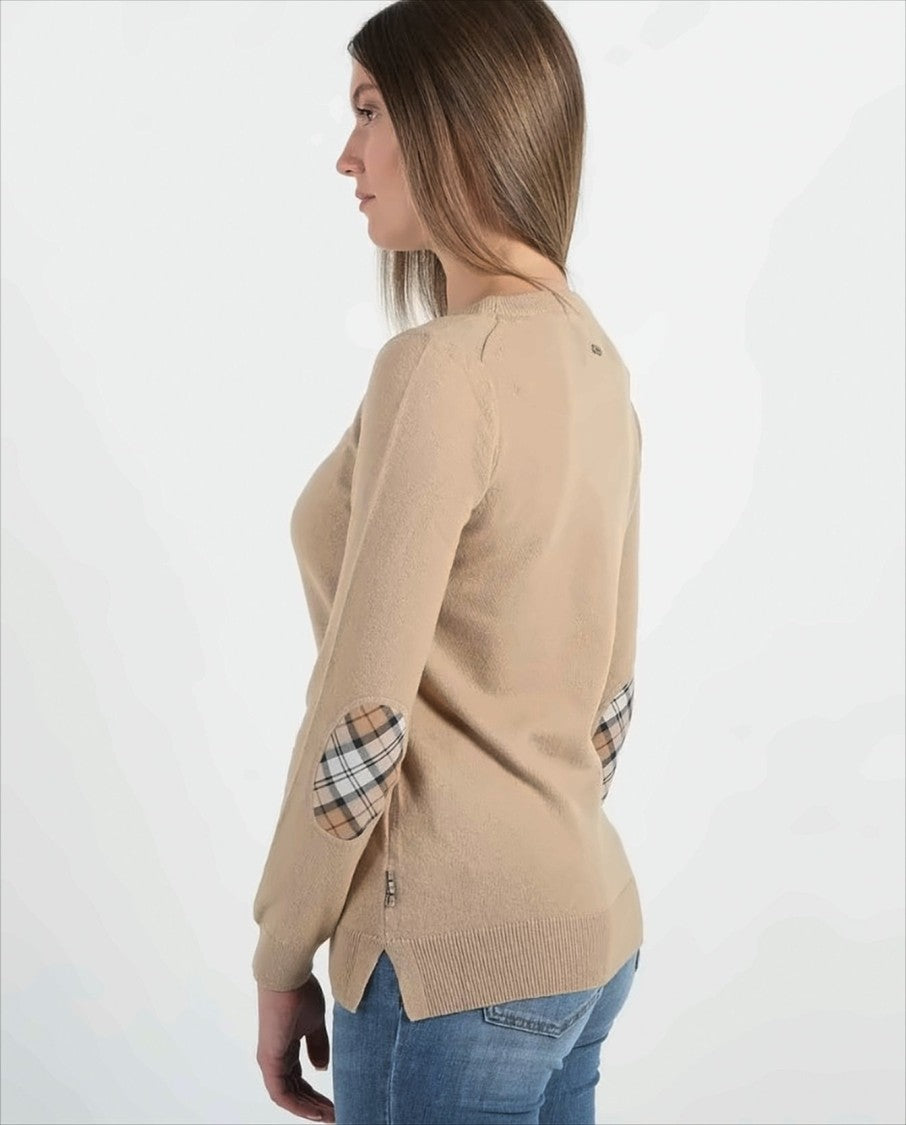 Barbour Pendle Crew Knit Sweater With Tartan Details