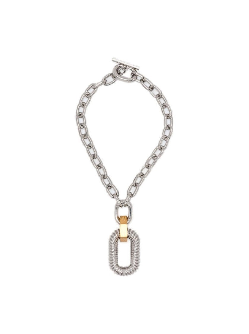 Rabanne Xl Link Animation Godron Necklace Silver And Gold